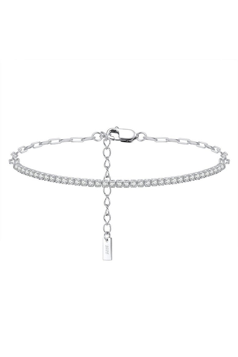 Bratara half tennis din argint rodiat luxury, cristale zirconia 1.5mm, lungime reglabila, dama