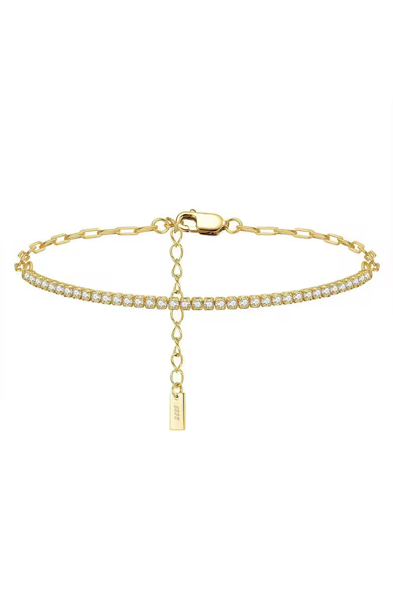 Bratara half tennis din argint rodiat luxury, cristale zirconia 1.5mm, lungime reglabila, dama